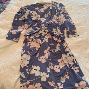A pea in the pod blue floral maternity wrap dress